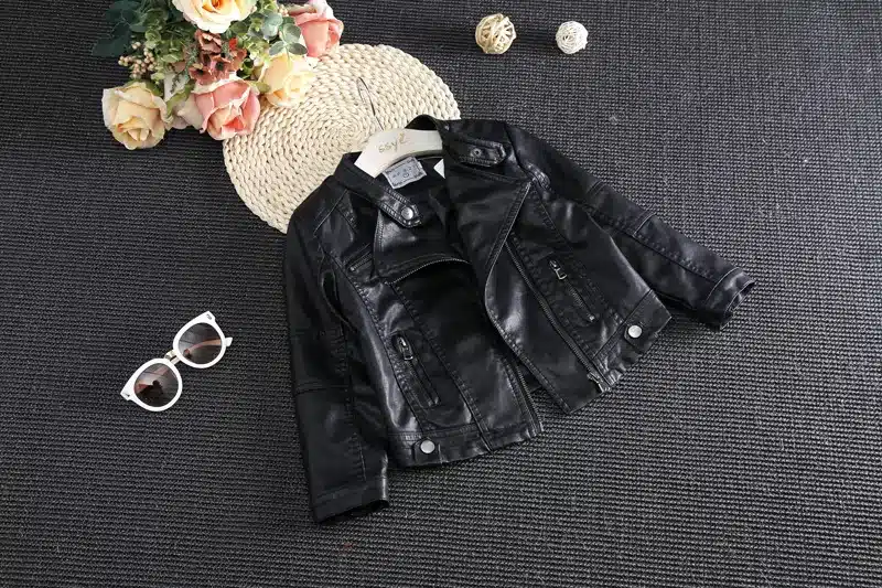 DreamShining New Baby Girls Clothes Long Sleeve Kids Jacket Fashion PU Leather Children Outwear Spring Coat Solid Girl Jackets 21