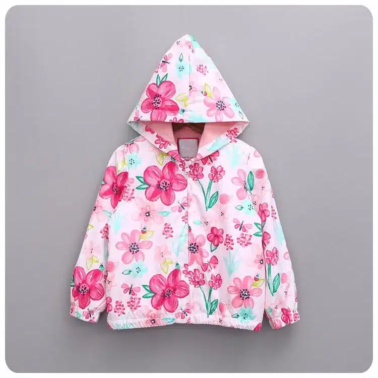 Abreeze New spring&autumn children coats fashion floral girls hooded jackets 2-7T long sleeve outerwear for kids girls CQ08 16