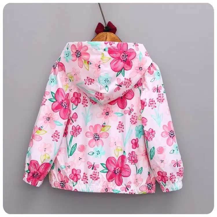 Abreeze New spring&autumn children coats fashion floral girls hooded jackets 2-7T long sleeve outerwear for kids girls CQ08 18