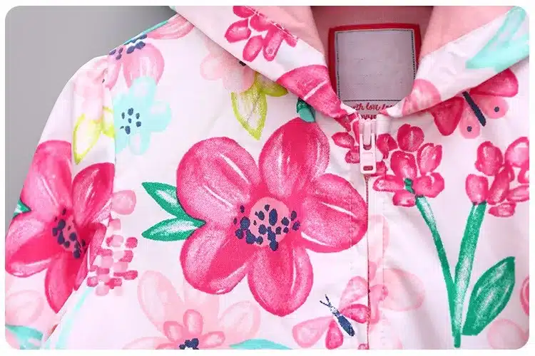 Abreeze New spring&autumn children coats fashion floral girls hooded jackets 2-7T long sleeve outerwear for kids girls CQ08 22