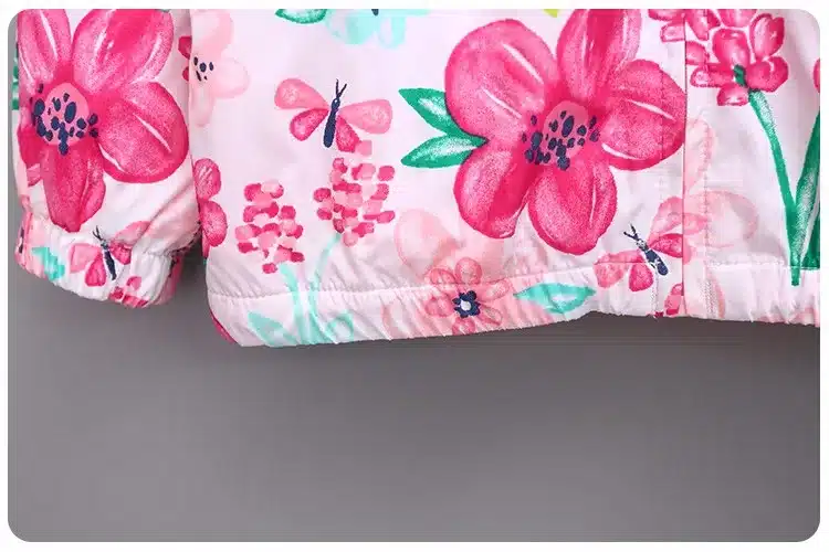 Abreeze New spring&autumn children coats fashion floral girls hooded jackets 2-7T long sleeve outerwear for kids girls CQ08 24