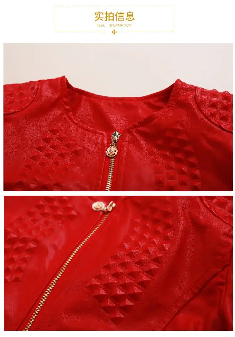 3-12Y Fashion Red Black 2017 Spring Long Sleeve Coat Kids Big Girls Jacket PU Leather Girl Jacket Children Outerwear 12