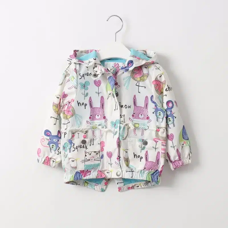 New 2-6T Girls Coats and Jackets Kids 2017 Summer Autumn Brand Children Jackets for Girls Clothes Cartoon Hooded Girls Jackets 4