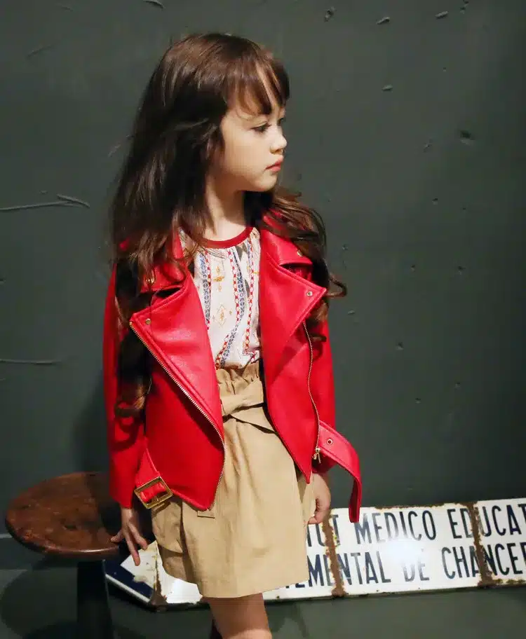 Girls Spring Autumn Clothing Leather Outfit Hot New Kids Coat Leather Jacket Children PU Clothing Thin Thick 10