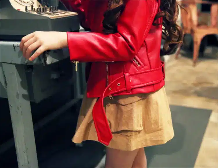 Girls Spring Autumn Clothing Leather Outfit Hot New Kids Coat Leather Jacket Children PU Clothing Thin Thick 13