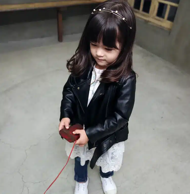 Girls Spring Autumn Clothing Leather Outfit Hot New Kids Coat Leather Jacket Children PU Clothing Thin Thick 30
