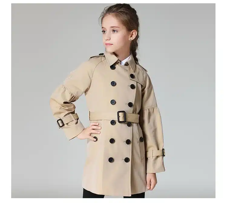 BAYALI Spring And Autumn Girls Coat Kids Windbreaker children's Long Lapel double-breasted Clothing High Quality 12