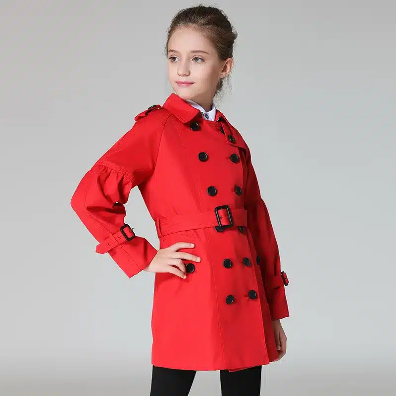 BAYALI Spring And Autumn Girls Coat Kids Windbreaker children's Long Lapel double-breasted Clothing High Quality 13