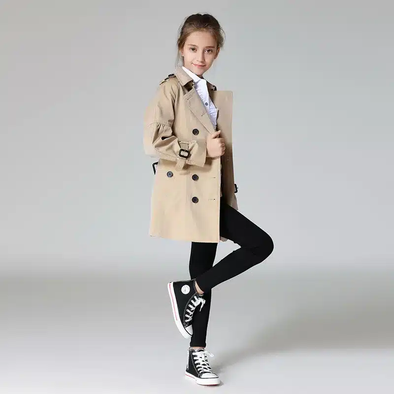 BAYALI Spring And Autumn Girls Coat Kids Windbreaker children's Long Lapel double-breasted Clothing High Quality 14