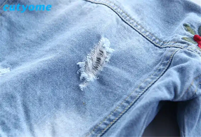 Cutyome Spring Children's Jeans Jacket For Baby Girls Fashion Rose Flower Embroidery Bomber Blazer Fall Toddler Kids Denim Coats 17