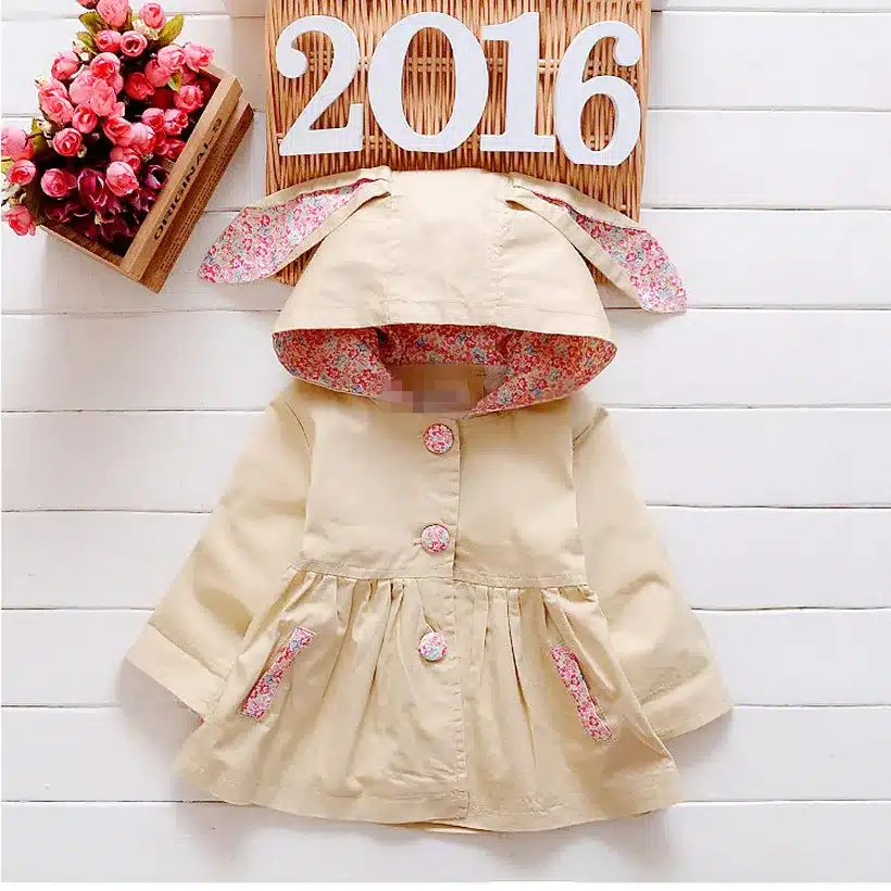 Spring Girls Jacket Children Clothing Rabbit Girl Trench Coat Kids Jacket Hooded Girl Coats And Jackets Casaco Infantil Menina 9