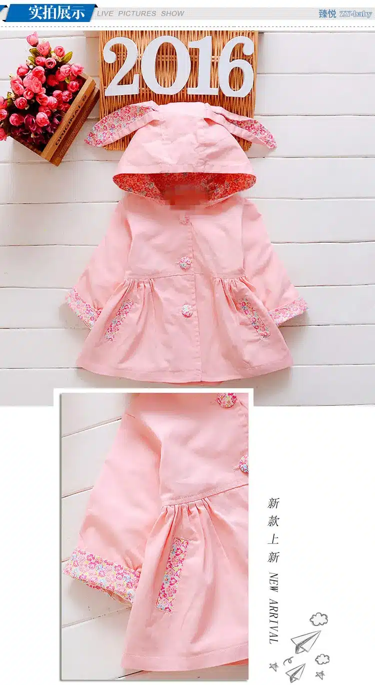 Spring Girls Jacket Children Clothing Rabbit Girl Trench Coat Kids Jacket Hooded Girl Coats And Jackets Casaco Infantil Menina 11