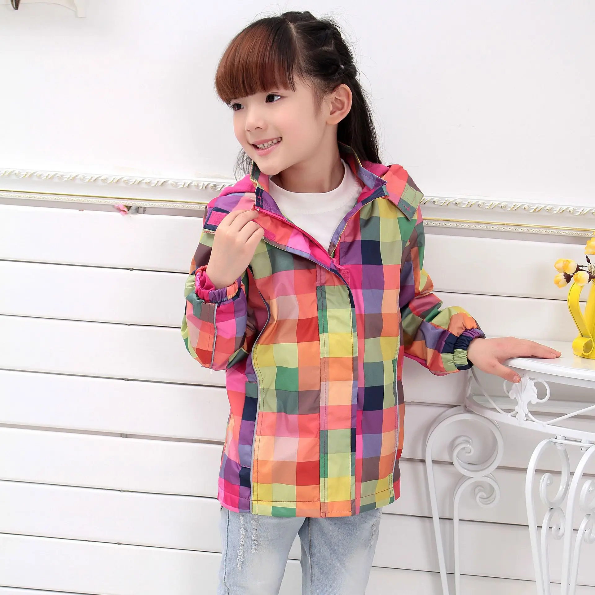 Children Outerwear Coat Sporty Kids Clothes Double-deck Waterproof and Windproof Girls Jackets For Age 100-140cm Autumn / Spring 9