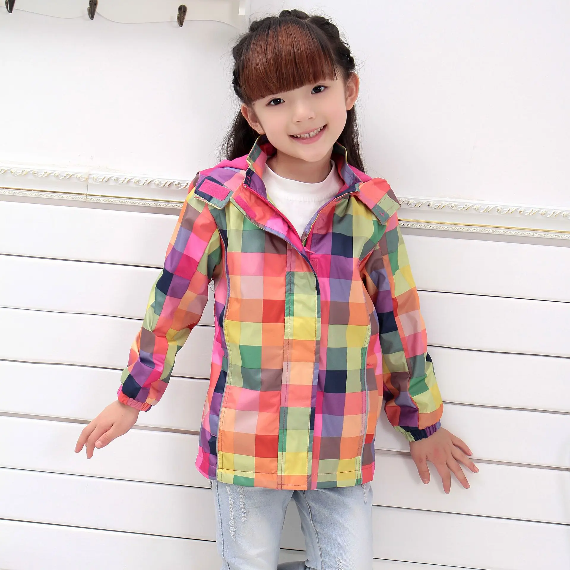 Children Outerwear Coat Sporty Kids Clothes Double-deck Waterproof and Windproof Girls Jackets For Age 100-140cm Autumn / Spring 10