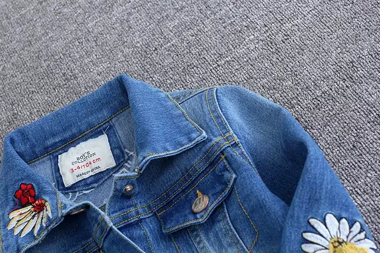 Girls Denim Jackets Coats Fashion Children Outwear Embroidery Cute Children's Clothing Spring Autumn Kids Jean Jacket 2-9 Yrs 14