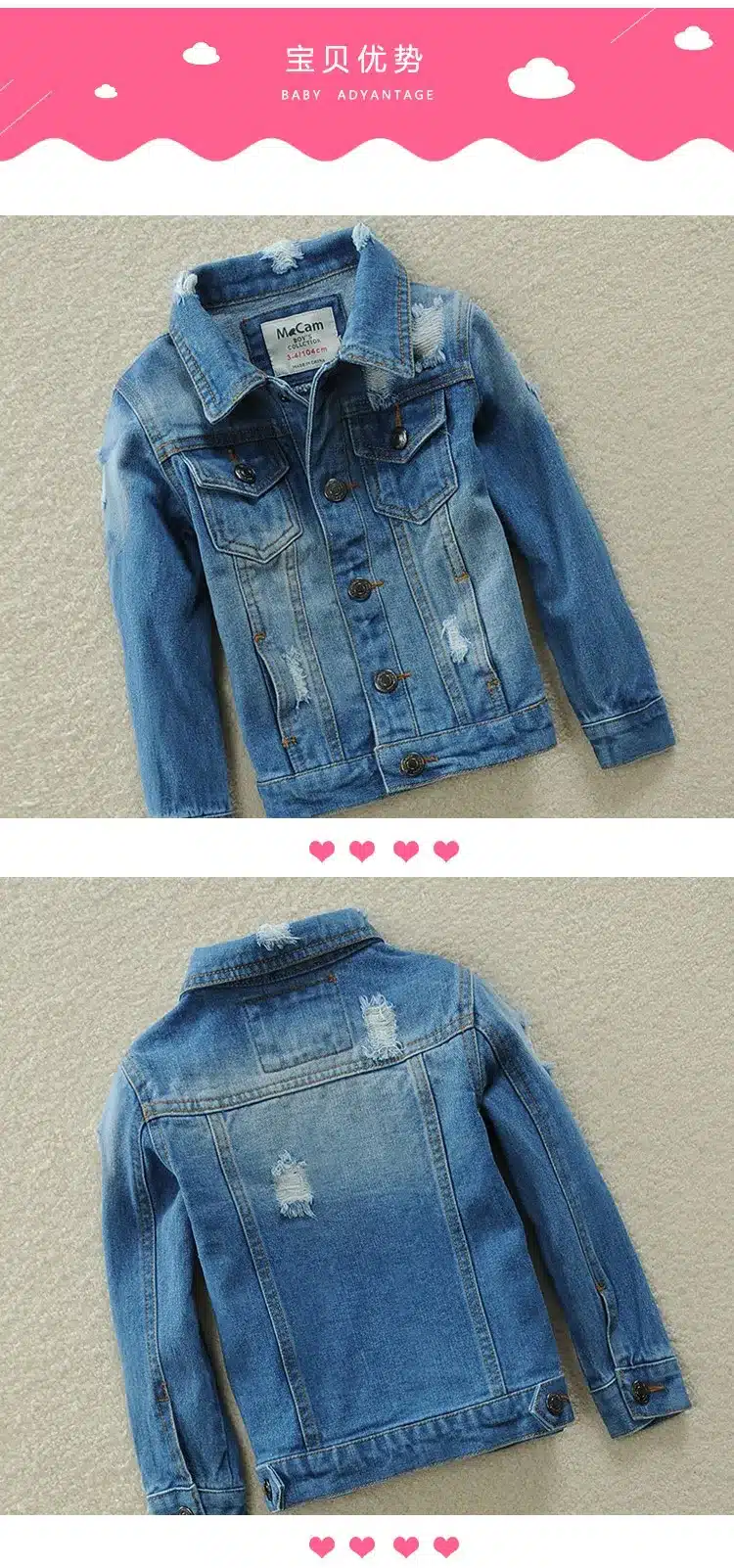 2018 Spring Classic Kids Jeans Denim Jacket For Boys Girls Clothes Trench Girls Jacket Cotton Fashion Beggars Coat 90-140cm 7