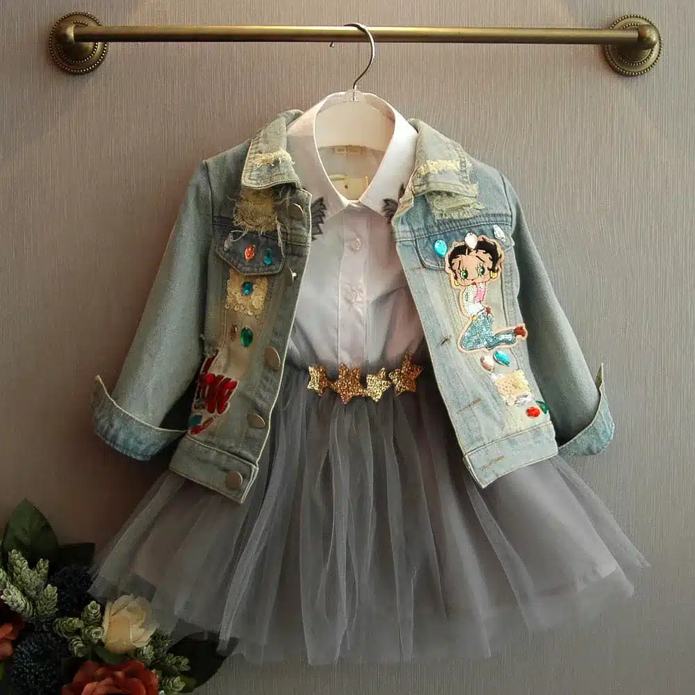 Bosudhsou #YL-6 Spring Autumn Children Clothing Child Clothes Baby Girl Outerwear Coat Girl Jckets Kids Tops Jeans Wear Denim 10