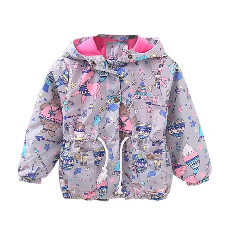 100-140cm Spring Fall Printed Jacket Boys Girls Kids Outerwear Cute Windbreaker Coats Baby Coats 7