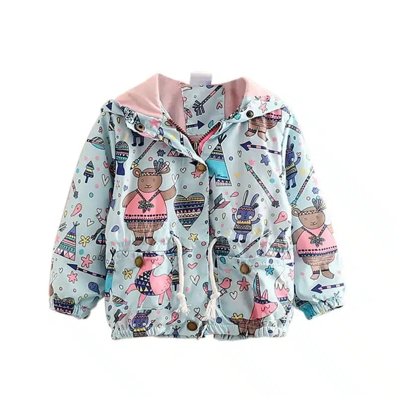 100-140cm Spring Fall Printed Jacket Boys Girls Kids Outerwear Cute Windbreaker Coats Baby Coats 11