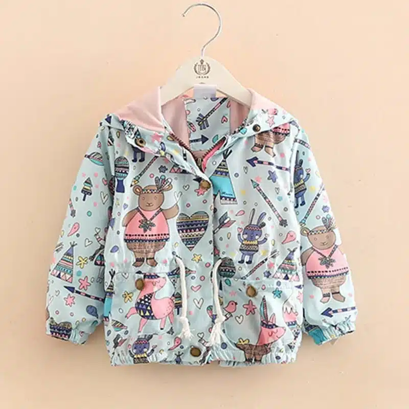 100-140cm Spring Fall Printed Jacket Boys Girls Kids Outerwear Cute Windbreaker Coats Baby Coats 12