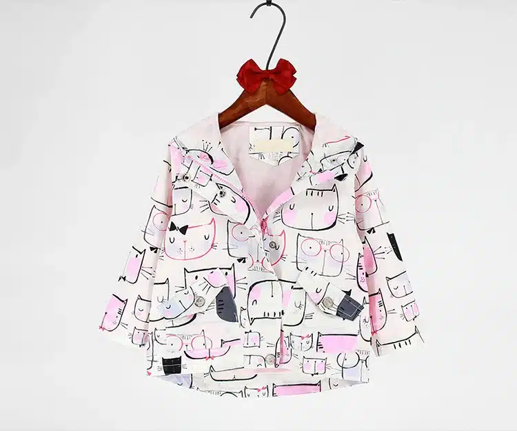 Cartoon cat Printed Girls Hooded Jackets New Spring/Autumn Coat Enfant Girl 2-9Y Kids Windbreaker Princess Outerwear CQ33 13