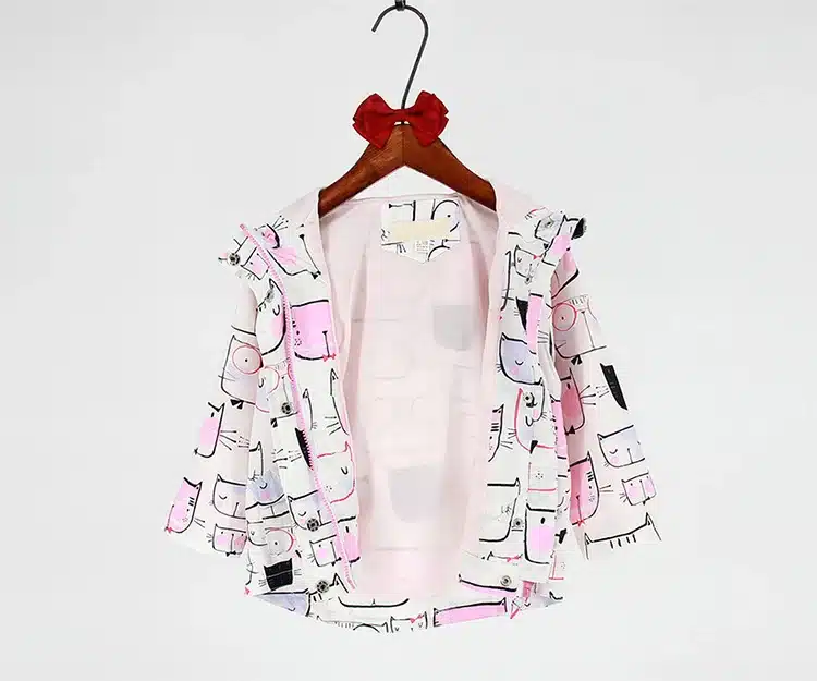 Cartoon cat Printed Girls Hooded Jackets New Spring/Autumn Coat Enfant Girl 2-9Y Kids Windbreaker Princess Outerwear CQ33 22