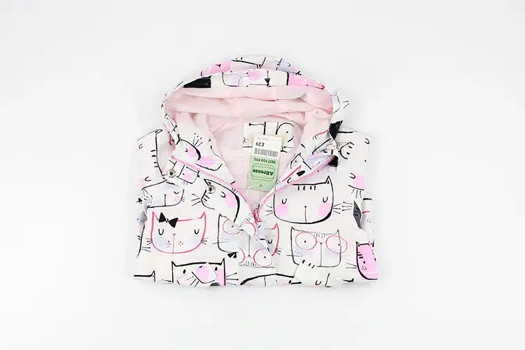 Cartoon cat Printed Girls Hooded Jackets New Spring/Autumn Coat Enfant Girl 2-9Y Kids Windbreaker Princess Outerwear CQ33 23
