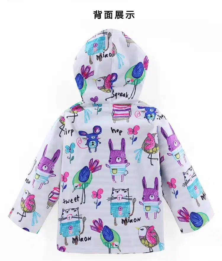 Children Girls Jackets hooded Cartoon Printing Trench Outerwear Kids Coat Baby Raincoat Spring Outwear Brand Children Clothing 5