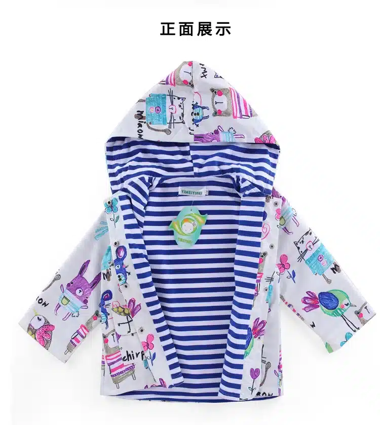 Children Girls Jackets hooded Cartoon Printing Trench Outerwear Kids Coat Baby Raincoat Spring Outwear Brand Children Clothing 8