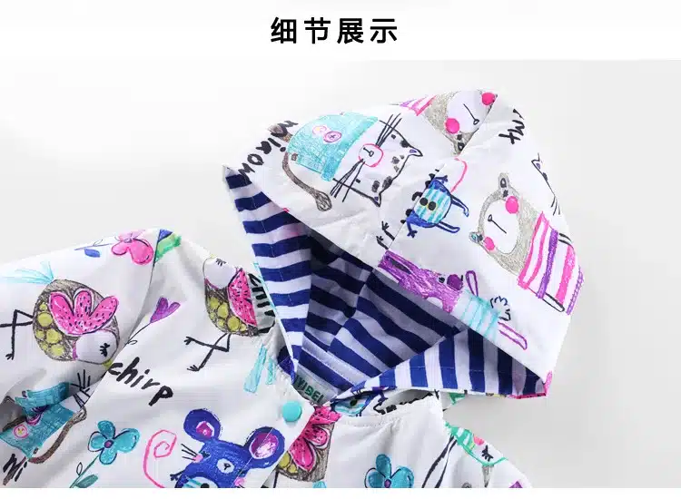 Children Girls Jackets hooded Cartoon Printing Trench Outerwear Kids Coat Baby Raincoat Spring Outwear Brand Children Clothing 12
