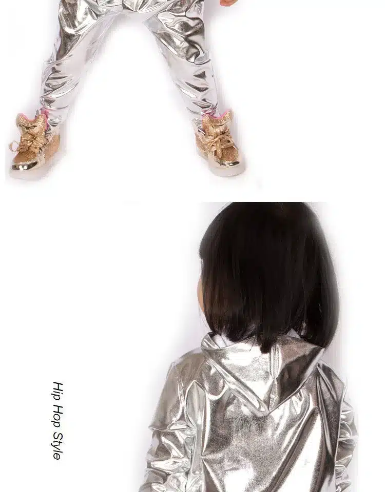 Spring Autumn Kids Silver bomber Jacket Stage Performance Wear paillette feminina casaco Hip Hop dance coat 19