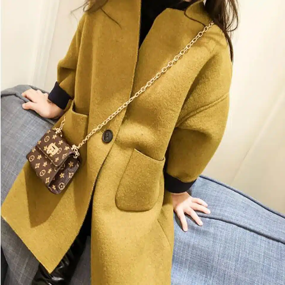 2018 New Fashion Spring Autumn Girls Kids Wool Thin Jacket Coat Outer Clothing Comfortable Baby Girls Clothes Dark Yellow Color 3