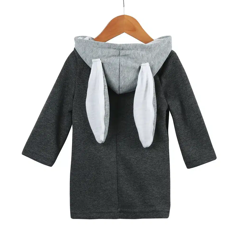 Spring Baby Girls Coat Kids Cute Rabbit Ear Hooded Jacket American and European Girl Thick Warm Clothes Children Coats Outwear 5