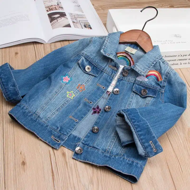 2018 Spring Autumn Girls Denim Jacket Children Jeans Jacket Rainbow Unicorn Embroidered Kids Denim Coat For Girls Clothing 15