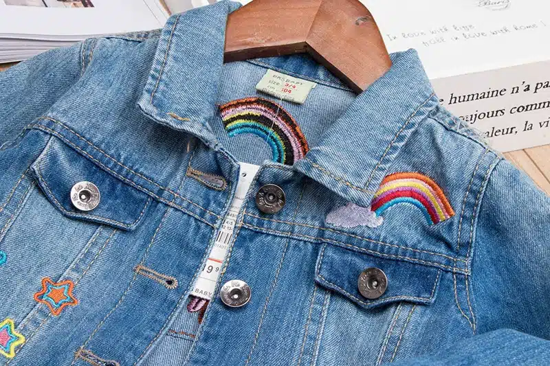 2018 Spring Autumn Girls Denim Jacket Children Jeans Jacket Rainbow Unicorn Embroidered Kids Denim Coat For Girls Clothing 16