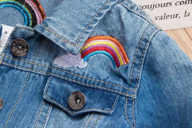 2018 Spring Autumn Girls Denim Jacket Children Jeans Jacket Rainbow Unicorn Embroidered Kids Denim Coat For Girls Clothing 18