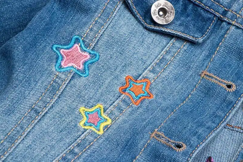 2018 Spring Autumn Girls Denim Jacket Children Jeans Jacket Rainbow Unicorn Embroidered Kids Denim Coat For Girls Clothing 19