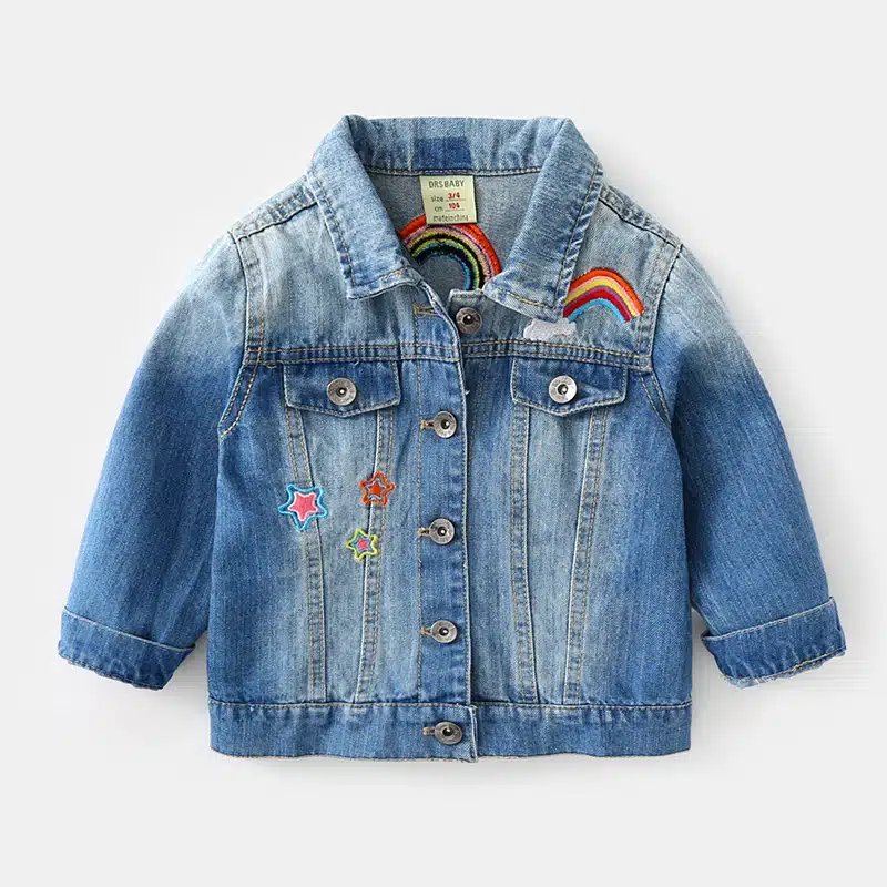 2018 Spring Autumn Girls Denim Jacket Children Jeans Jacket Rainbow Unicorn Embroidered Kids Denim Coat For Girls Clothing 26