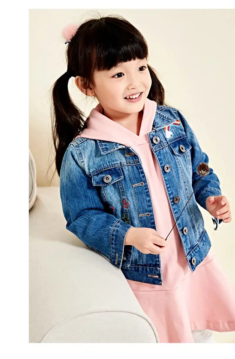 2018 Spring Autumn Girls Denim Jacket Children Jeans Jacket Rainbow Unicorn Embroidered Kids Denim Coat For Girls Clothing 29
