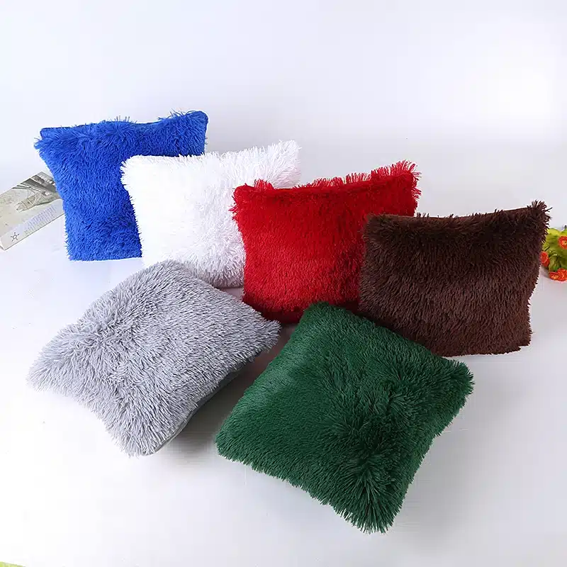 Cushion Cover New Fashion Colorful Decor Fur Soft Decorative Sofa Bed Home Car Seat Pillow Case Solid Elegant Decoration 43*43cm 2