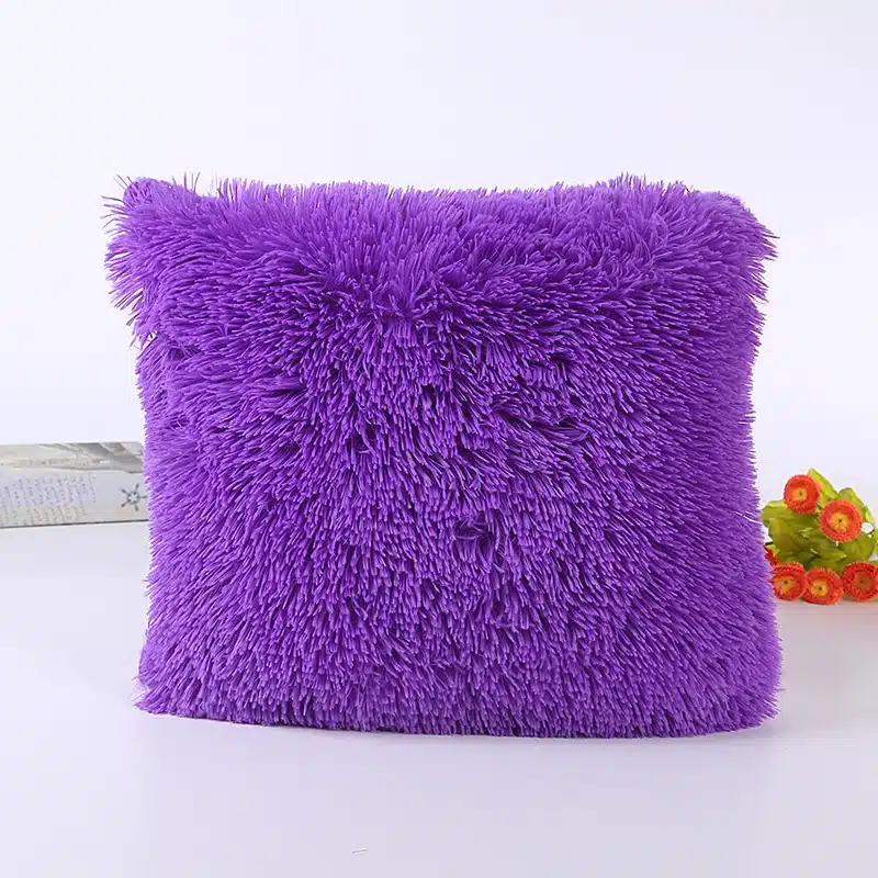 Cushion Cover New Fashion Colorful Decor Fur Soft Decorative Sofa Bed Home Car Seat Pillow Case Solid Elegant Decoration 43*43cm 11