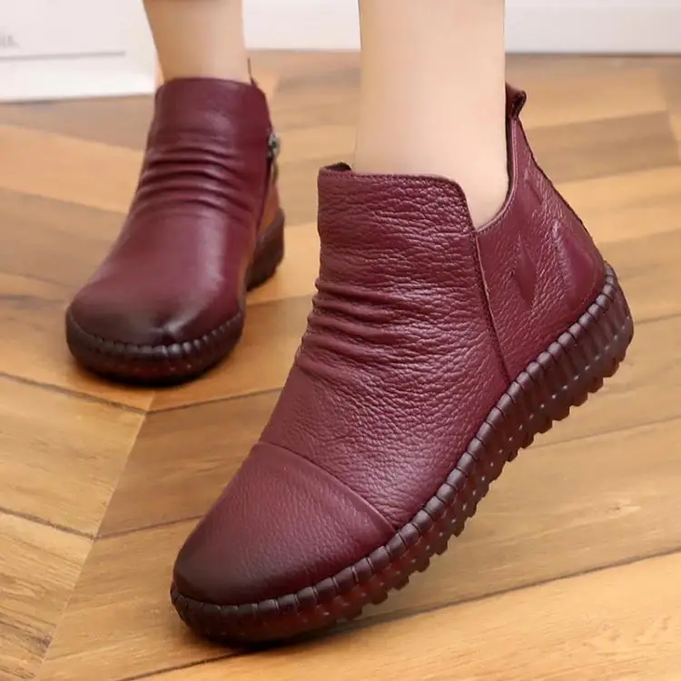GKTINOO Fashion Autumn Shoe Flat Boots Genuine Leather Ankle Shoes Vintage Casual Shoes Brand Design Retro Handmade Women Boot 15