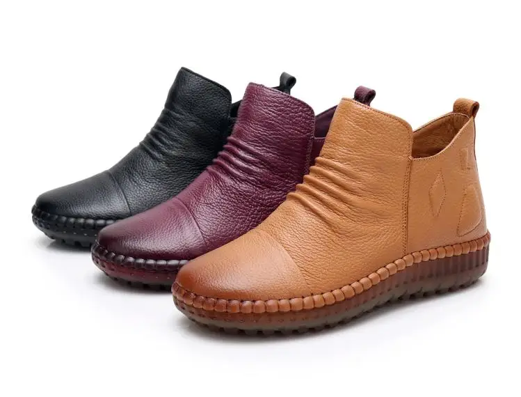 GKTINOO Fashion Autumn Shoe Flat Boots Genuine Leather Ankle Shoes Vintage Casual Shoes Brand Design Retro Handmade Women Boot 18