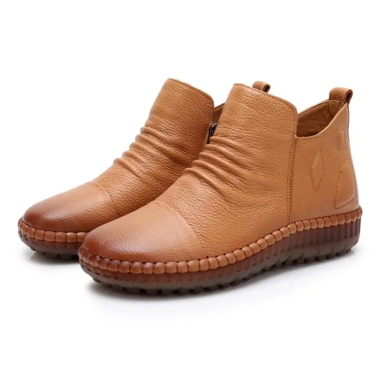 GKTINOO Fashion Autumn Shoe Flat Boots Genuine Leather Ankle Shoes Vintage Casual Shoes Brand Design Retro Handmade Women Boot 21