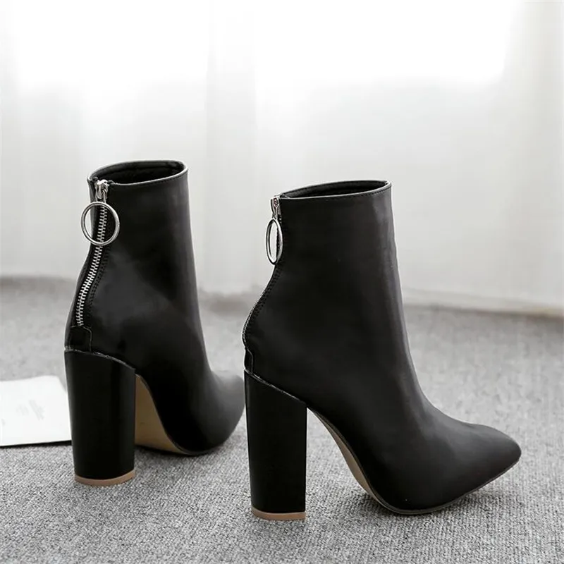 BAYUXSHUO New Women Ankle Boots Roman High Heels Square Heel Booties Fashion Brand Design Ladies Party Shoes Woman White Black 13