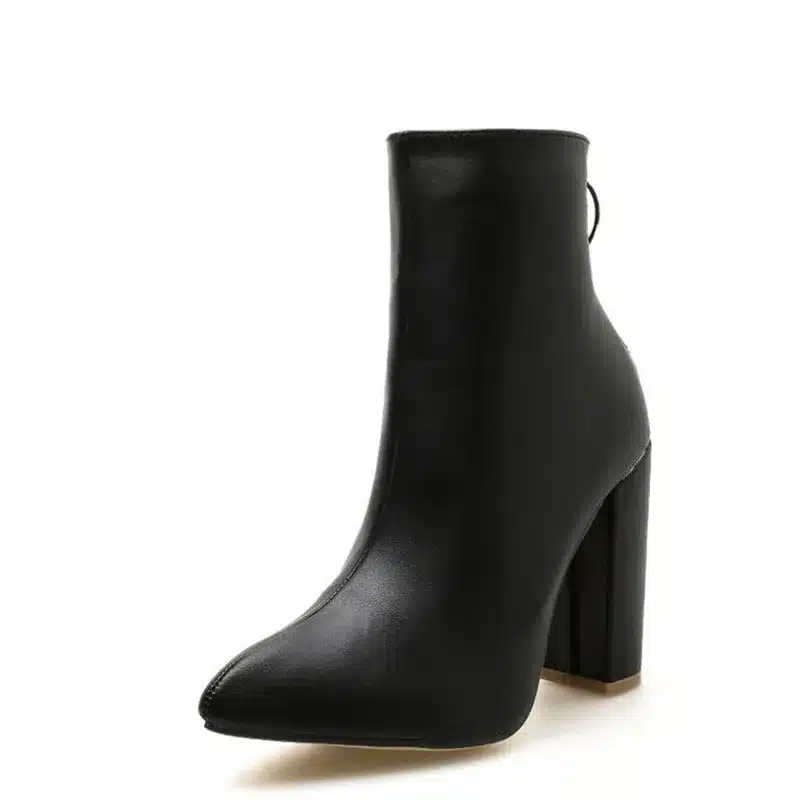 BAYUXSHUO New Women Ankle Boots Roman High Heels Square Heel Booties Fashion Brand Design Ladies Party Shoes Woman White Black 16