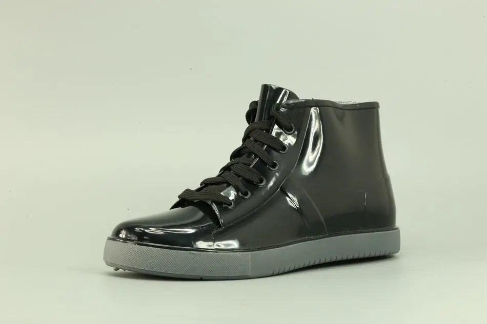 Spring Female Rain Boots Women Water Shoes Fashion Waterproof Overshoes Black Lace-Up 2