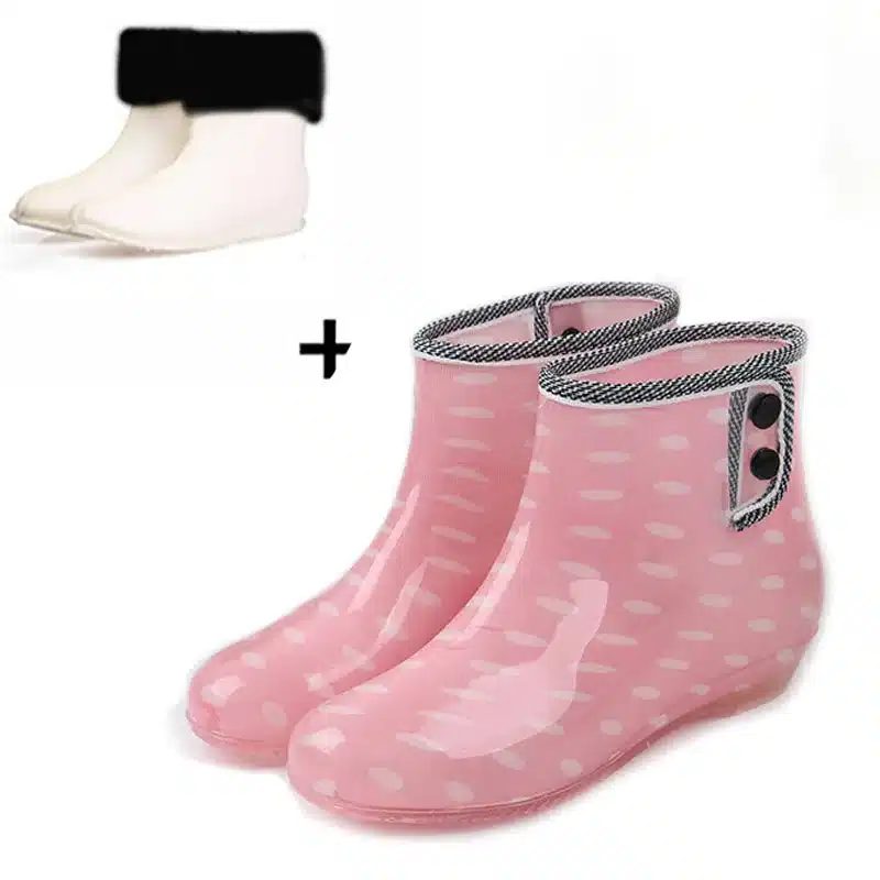 Feng nong spring winter woman rain boots ladies short rain buttons resistant buckle rubber boots round toe women boots w018 10