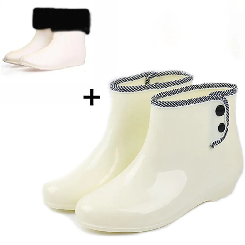 Feng nong spring winter woman rain boots ladies short rain buttons resistant buckle rubber boots round toe women boots w018 11