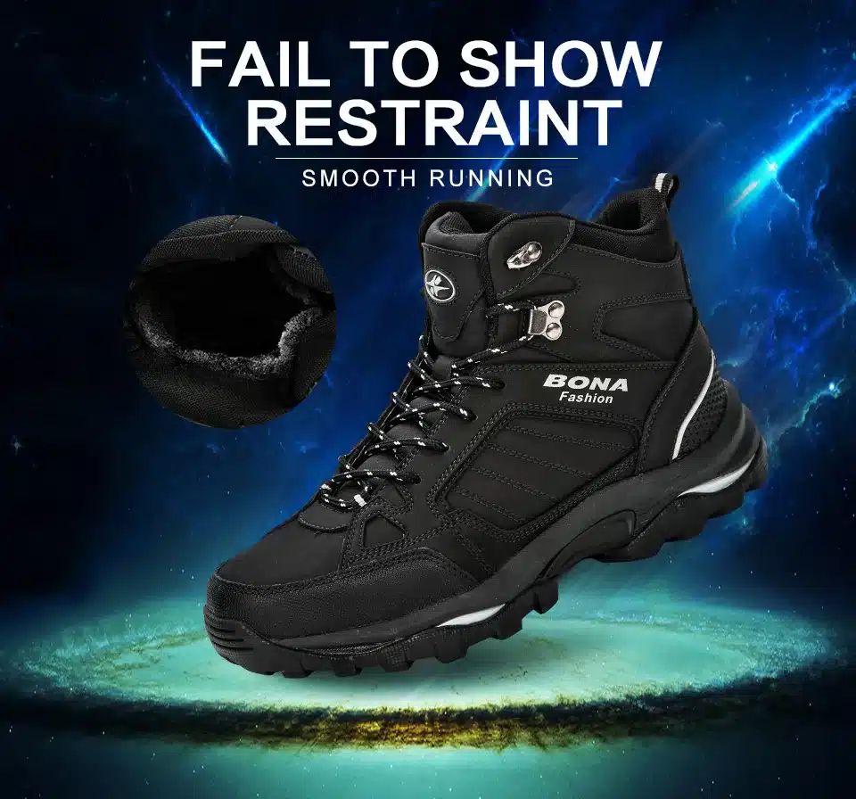 BONA Men Boots Anti-Skidding Leather Shoes Men Popular Comfy Spring Autumn Men Shoes Short Plush Snow Boots Durable Outsole 12
